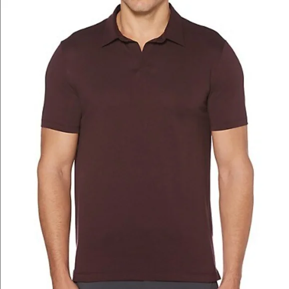 Perry Ellis Solid Open-Collar Polo - Picture 1 of 5